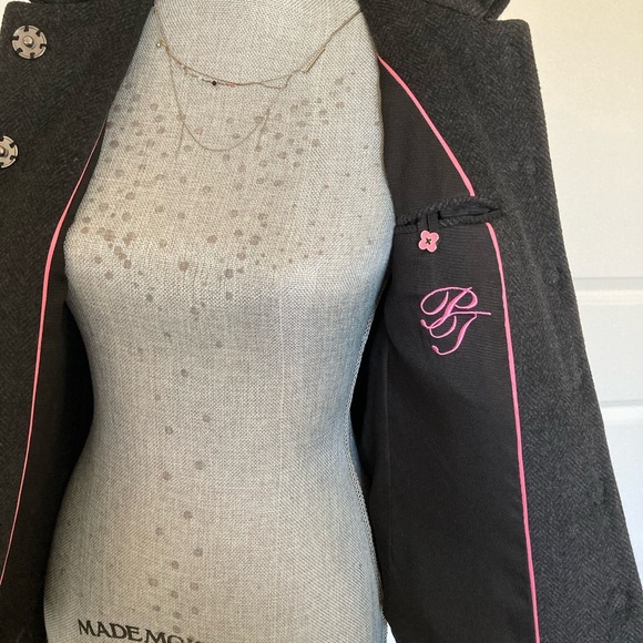 Pink Tartan designer’s house jacket, 100% wool, grey, size 42 ( 4-6 ) - Picture 10 of 12